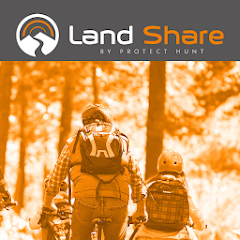 Affiche Land share, application pour VTTiste. Land share permet d'être informé sur les zones de chasses. Pour réduire les risques d'accidents  et les morts